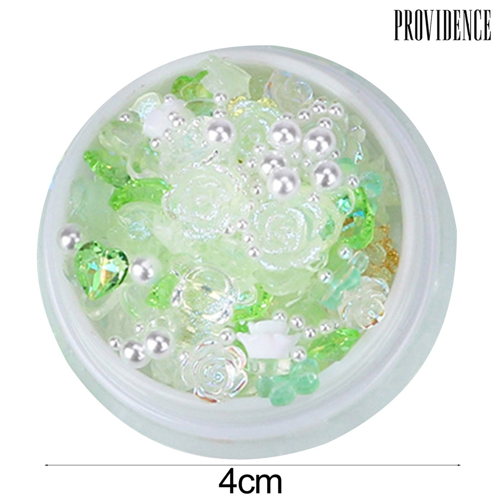 Providence 1 Kotak Mutiara Imitasi Bentuk Pita / Hati / Bunga Mawar / Beruang Bahan Resin Untuk Dekorasi Nail Art