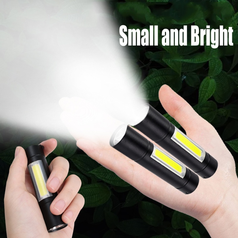 Lampu Senter LED Mini Portable Anti Air Tenaga Baterai Isi Ulang USB Untuk Outdoor / Hiking / Camping