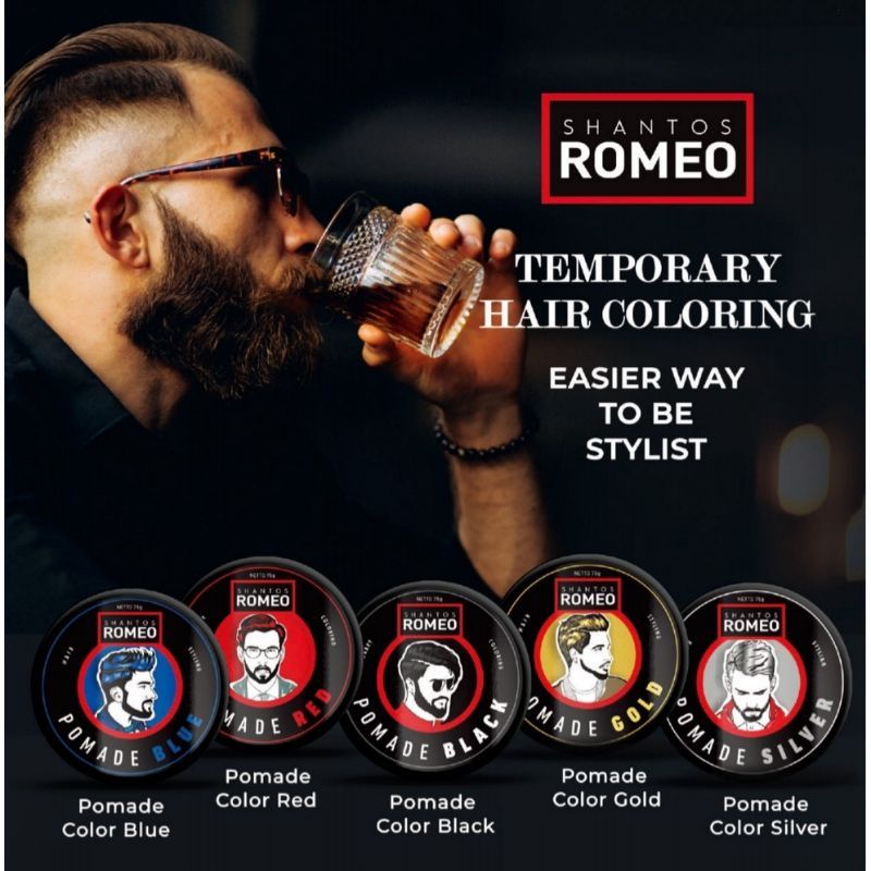[ Kecil ] Shantos Romeo Hair Styling Color Pomade Warna 40gr. Non Permanent