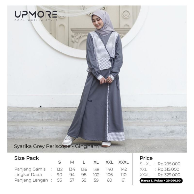 GAMIS UPMORE SYARIKA GREY PERISCOPE GINGHAM