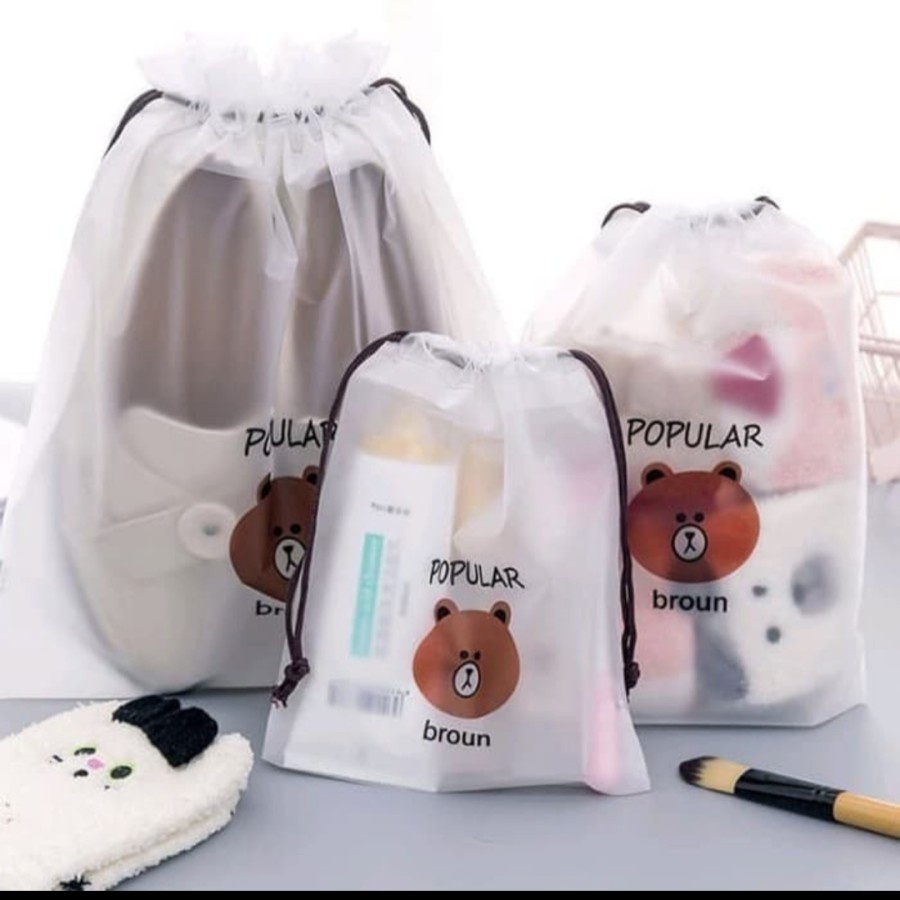 HS KANTONG BROWN TAS KOSMETIK MAKEUP SERBAGUNA TRAVEL POUCH ORGANIZER