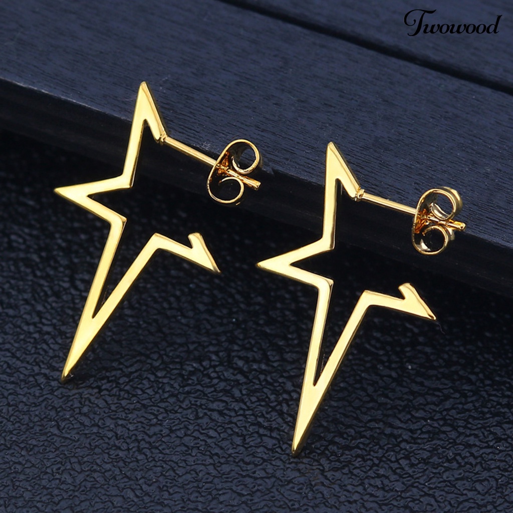 1 Pasang Anting Menjuntai Bentuk Pentagram Bahan Alloy Gaya Hip hop Untuk Wanita