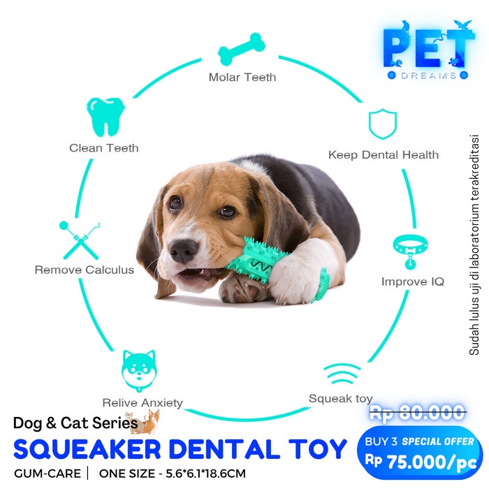 MAINAN BUNYI GIGITAN ANJING PEMBERSIH GIGI TOOTHBRUSH DOG DENTAL TOY