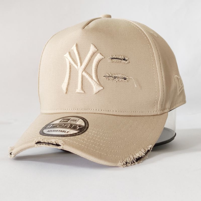 Topi Baseball NY Ripped/Robek UNISEX - 100% Grad ORI - Hat Damage - IMPORT QUALITY