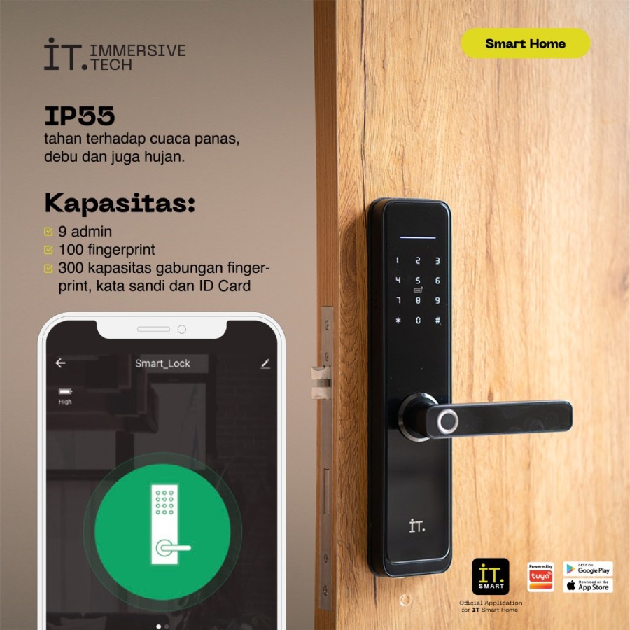 IT Smart Door Lock X3 - Handle Wifi Fingerprint RFID NFC IP55