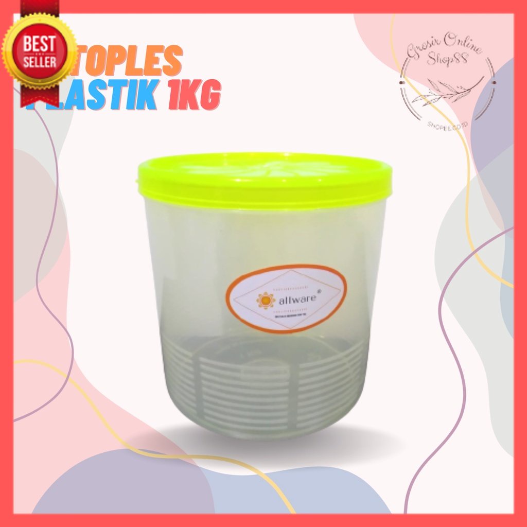 GOS -B313- Toples Plastik 1kg - Toples Kue Kering - Toples Penyimpanan Makanan - Toples Plastik