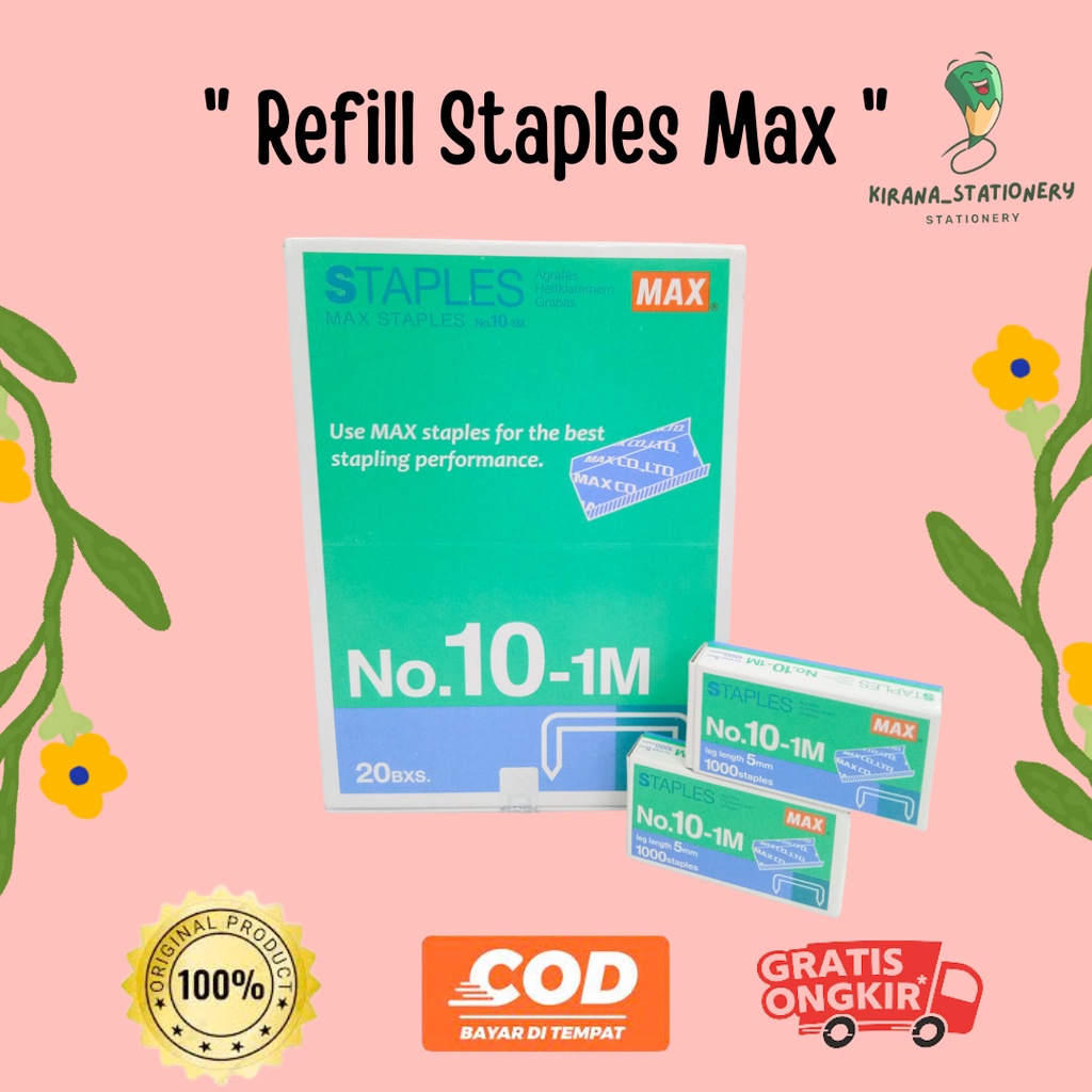 

TERMURAH STAPLER ISI STEPLER REFILL ISI STAPLES REFILL STAPLES MAX NO 10-1M