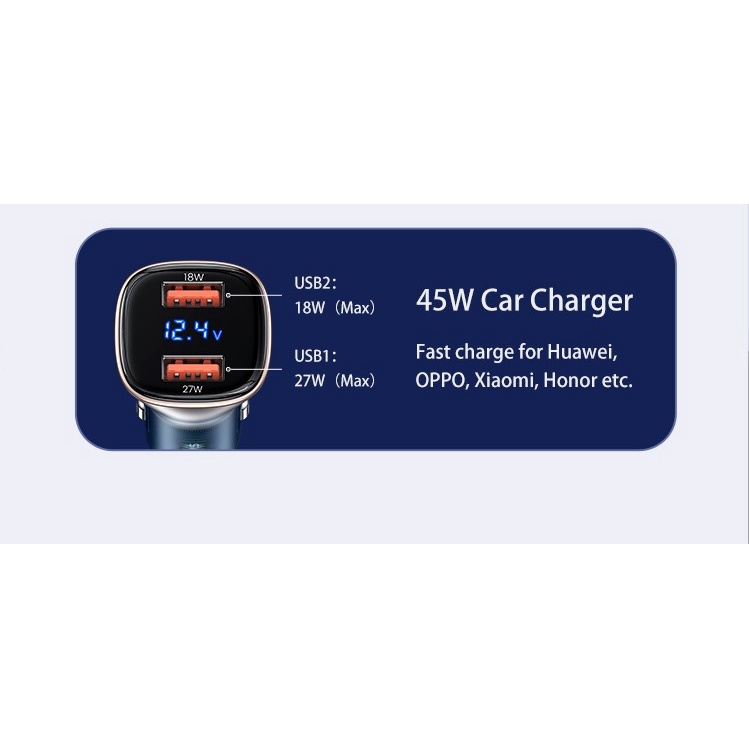 Car Charger Usams CC154 Charger Mobil Dual Port 45W Fast Charger