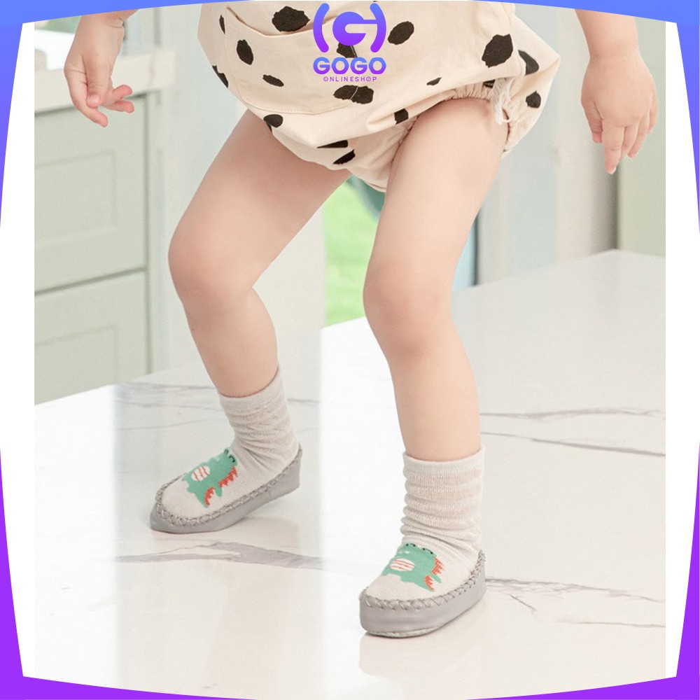 GOGO-P379 Prewalker Bayi Motif Binatang Bahan Katun Baby Socks Shoes Sepatu Bayi Kaos Kaki Lantai Dengan Anti Slip