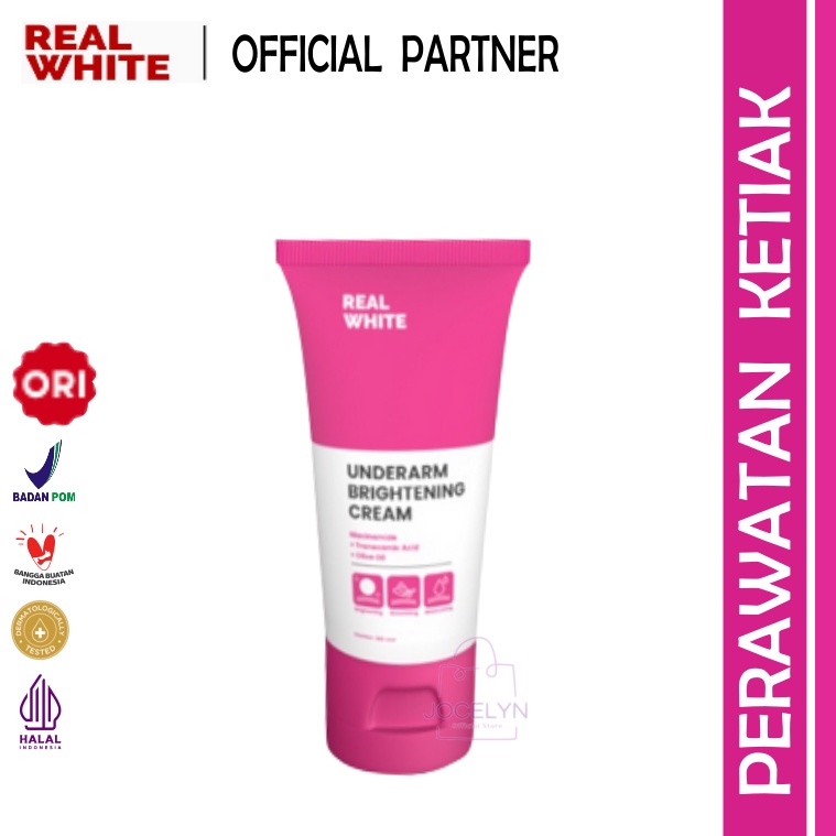 REAL WHITE Underarm Brightening Cream - Cerahkan kusam hitam chicken skin kasar kulit ketiak putih m