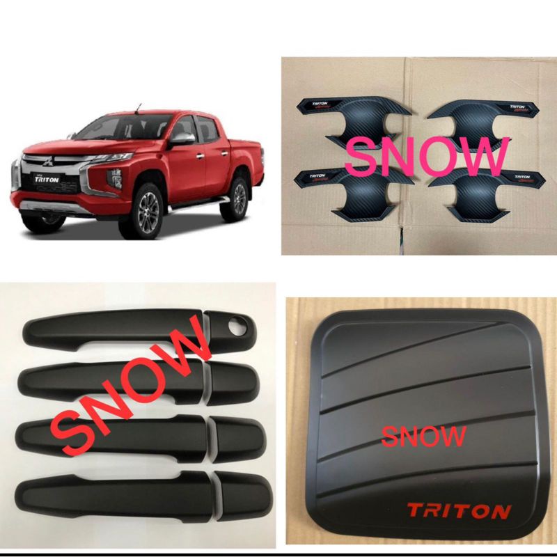 Paket Outer Handle Tank Cover All New Triton 2021 2022 2023 Up Carbon Hitam