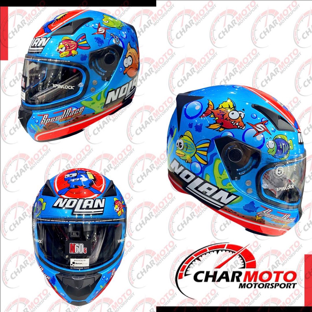 Helm / Helmet NOLAN N605 Melandri Aquarium Pearl Blue Original - Charmoto