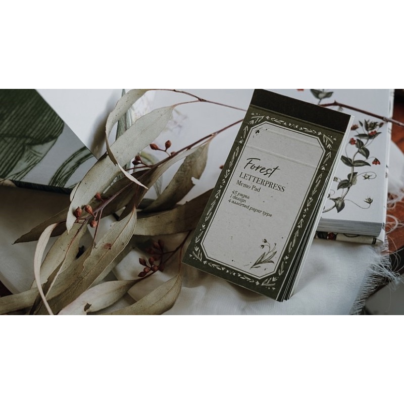 

[Sample] Meow Illustration Forest Letterpress Memo Pad