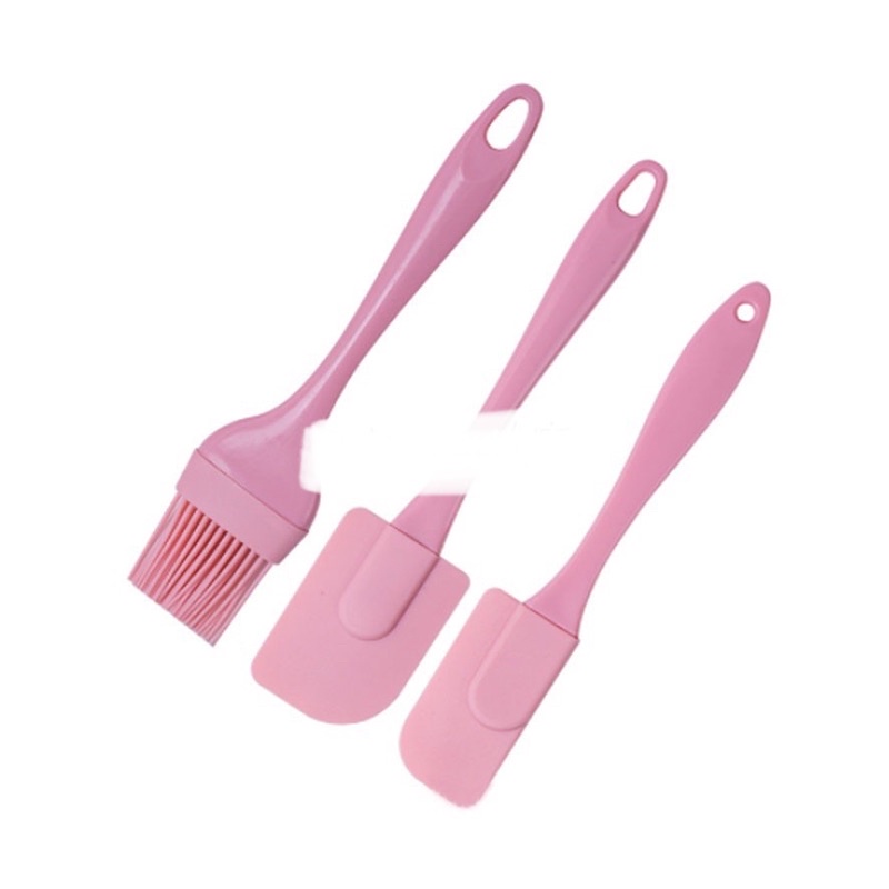 Spatula Silikon Tahan Panas Set / Spatula Set 3 in 1 / Kuas Silikon Tahan Panas