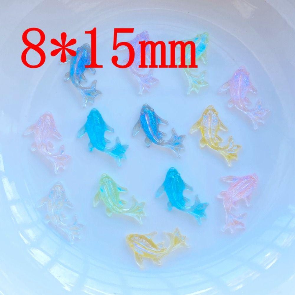 Lanfy Kerajinan Patung Resin Ikan Mas 100 Pcs DIY Manicure Kartun Ikan Mas Art Decor Kerajinan Berlian Imitasi DIY Ornamen DIY Scrapbook