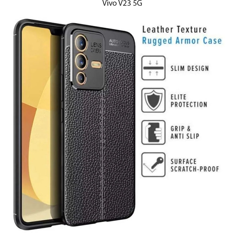 Case Auto Focus Vivo V23 5G Leather Experience SoftCase Slim Ultimate / Casing Kulit