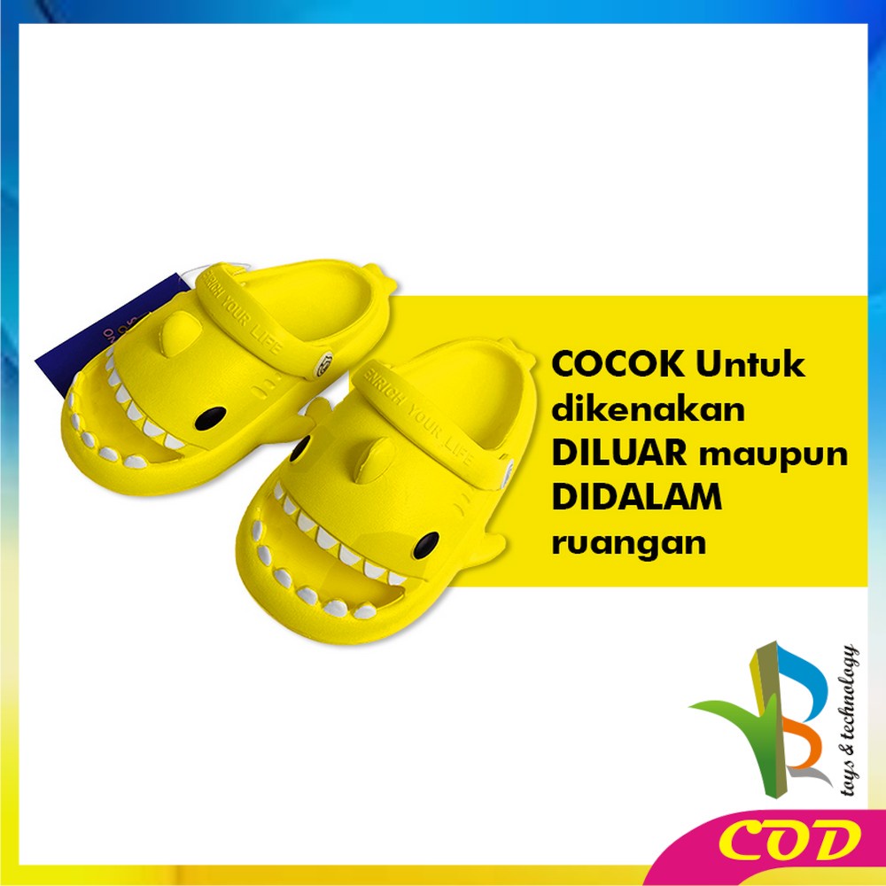 RB-S40 Sandal Hiu Karakter Hewan Lucu Bahan EVA Dengan Tali Belakang / Sendal Shark Anak Lucu Anti  Slip Unisex / Sendal Selop Anak Import