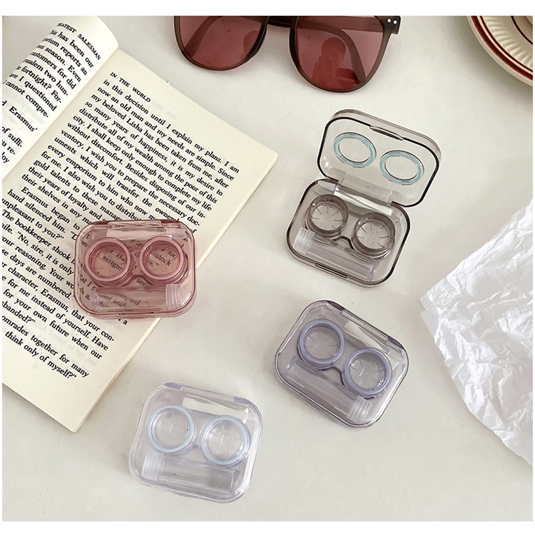 Kotak Softlens / Lensa Kontak Transparan portable Aksen Pita Untuk Pelajar