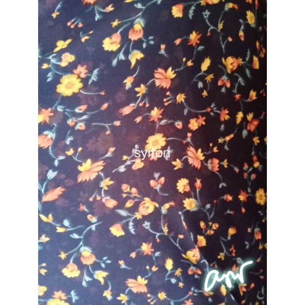 kain sifon motif bunga kecil