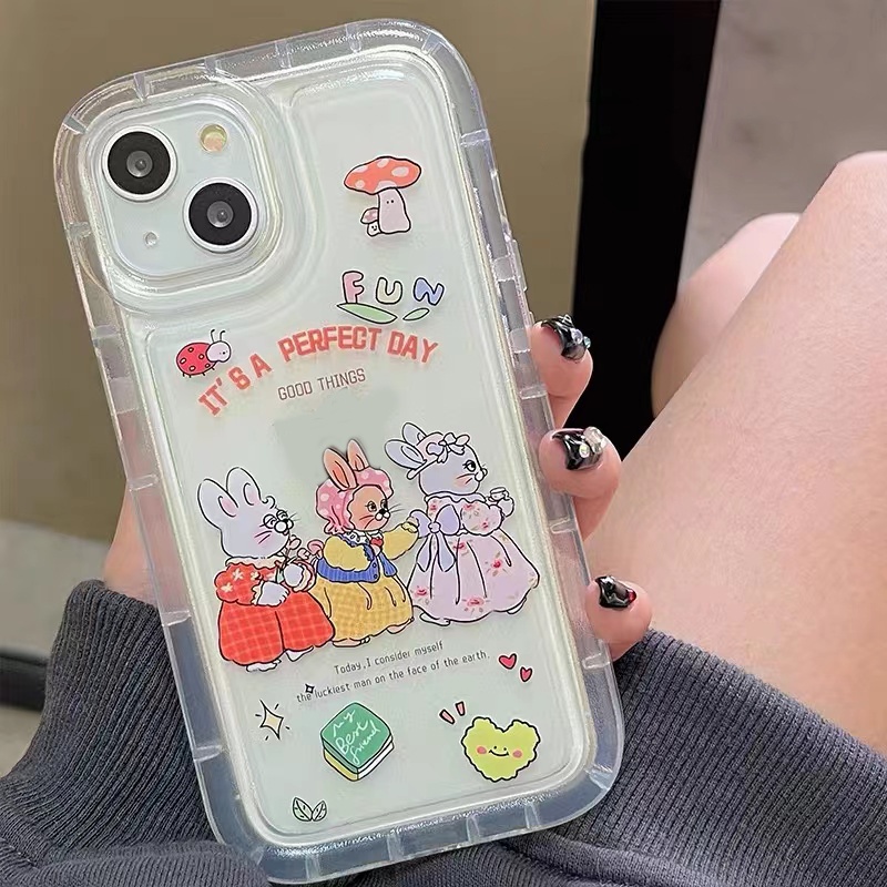 Soft Case Silikon TPU Transparan Motif Kelinci Untuk IPhone 14 12 13 11 Pro Max 6 6S 7 8 Plus X XS XR