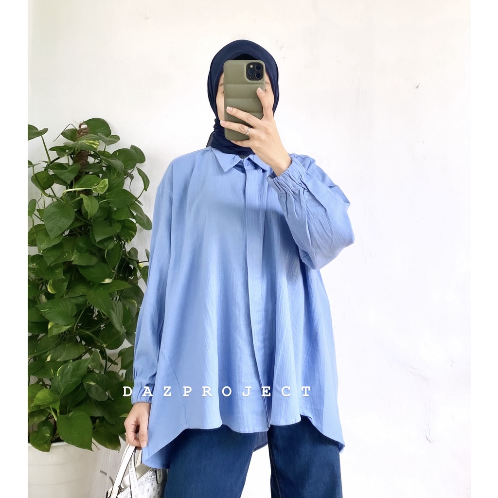 Chika Crincle Blouse Polos Kemeja Crincle Rami LD 130 by Dazproject