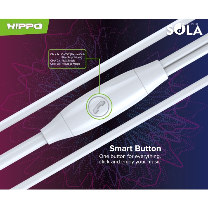 Hippo Earphone Sola Super Bass Jack 3.5 mm Wired Handsfree Android Original Earbuds Headset