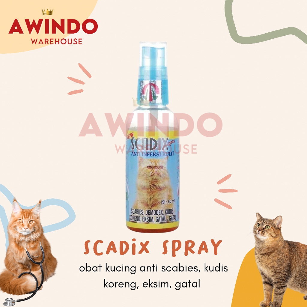 SCADIX SPRAY - Obat Kucing Anti Kulit Infeksi Gatal Scabies Kudis Gatal 60ML