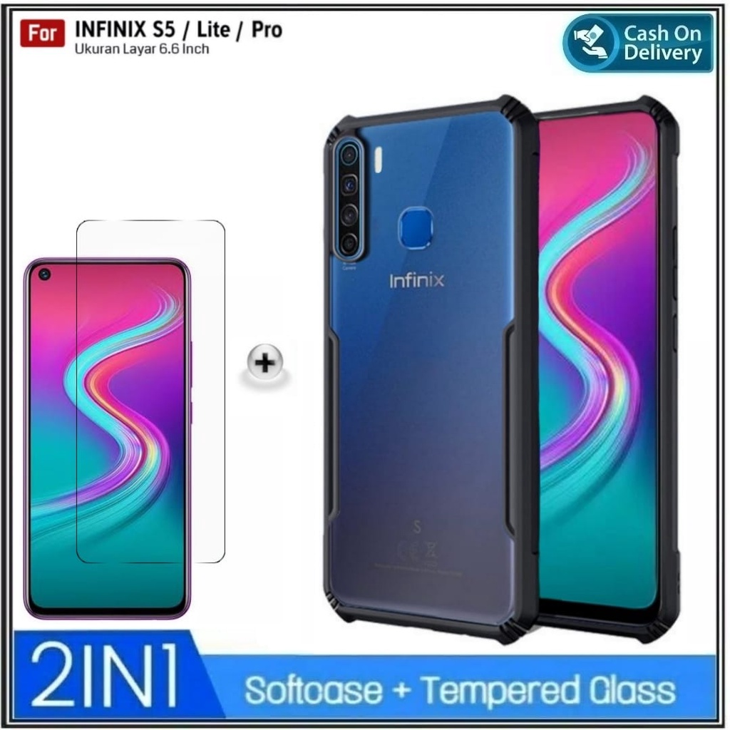 Riyanali_Shop PAKET 2IN1 Case Infinix S4 / S5 / S5 Lite / S5 Pro / Smart 4 Plus / Smart 4 / Smart 4c