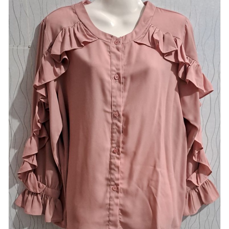 Kemeja Pink Ruffle