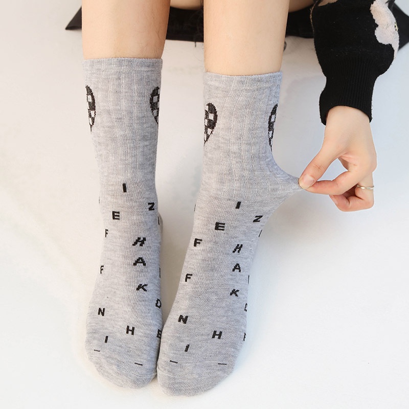 [COD] Kaos Kaki Panjang Diatas Mata Kaki Mid Sock Setinggi Betis Import Motif Love Warna Eart Tone Cute Kaos Kaki Fashion Wanita Korea