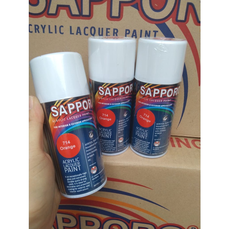 saporo acrylic lacquer paint pilok pilox cat spray sapporo 150ml saporo 714 orange gloss glossy 150ml