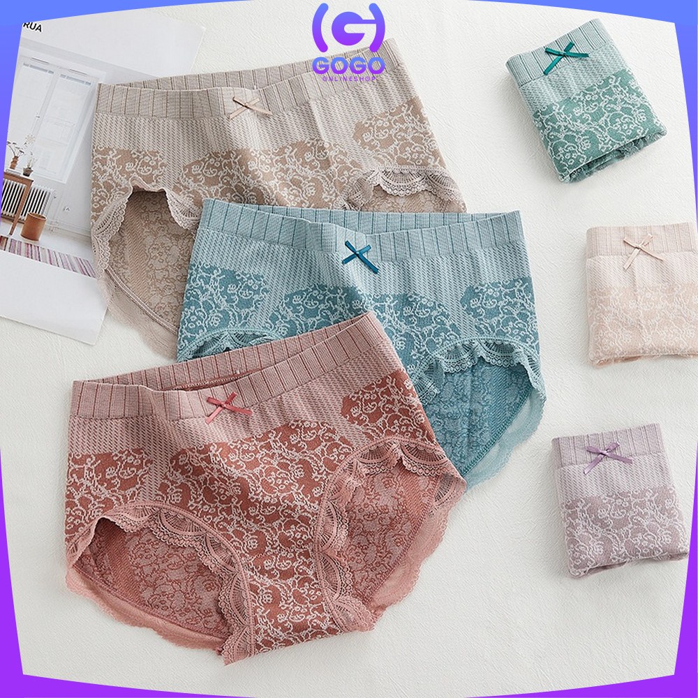 GOGO-P121 Celana Dalam Wanita Pita Renda / Celana Dalam High Waist Fashion Import / Underwear Antibakteri / Celana Murah