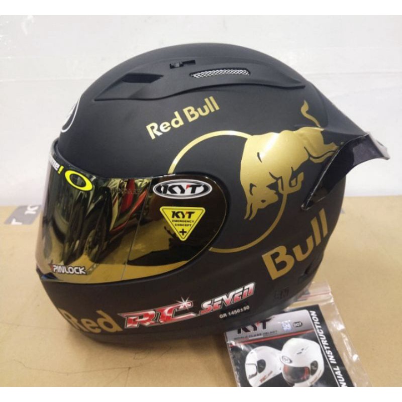 HELM KYT RC7 BLACK DOFF PAKET REDBULL