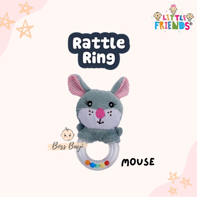 LITTLE FRIENDS Rattle Ring New - Mainan Genggam Bayi Anak Ring Boneka