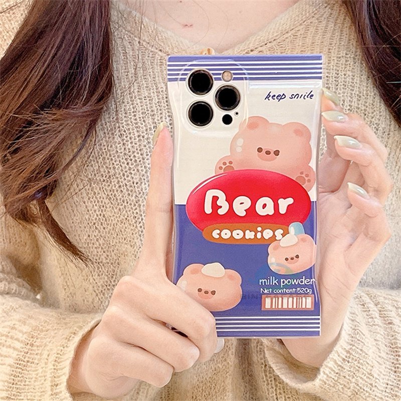 Realme 10 C30 C31 C35 C21Y C25Y RealmeC11 C25 C17 C15 C12 C3 C2 Realme 8i 7i 5 5i 6i 7 Pro Beruang Lucu Cookies Gummy Kemasan Tas Soft TPU Phone Case Binteacase