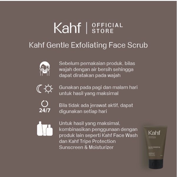 Kahf Gentle Exfoliating Face Scrub 100 ml - Perawatan Wajah Pria Lawan Noda Hitam &amp; Kulit Kusam