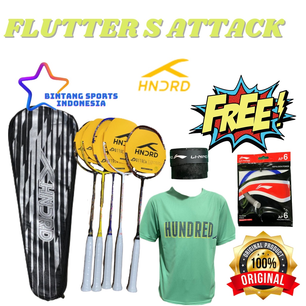 Raket BADMINTON BULUTANGKIS Hundred Flutter S Attack ORIGINAL