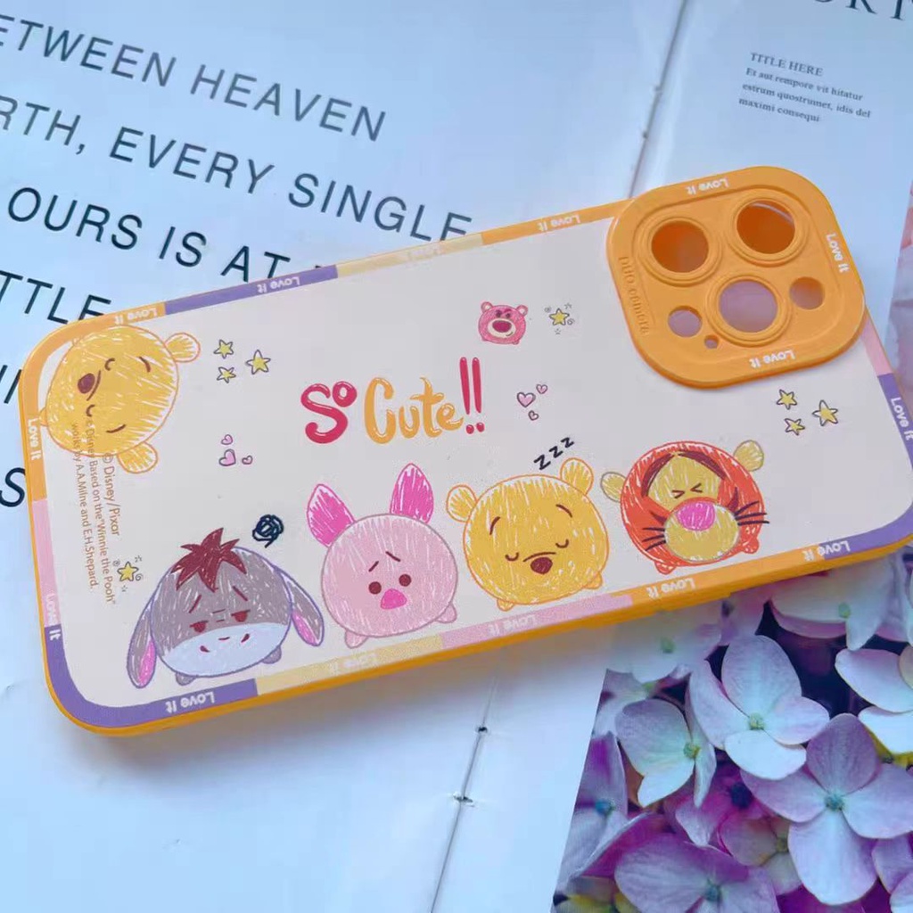 Ins Casing TPU iPhone 14 14pro 14Plus 14prm 13pro 13pro 13prm 11 7Plus 8Plus Xr XS 12pro Max Motif Pooh