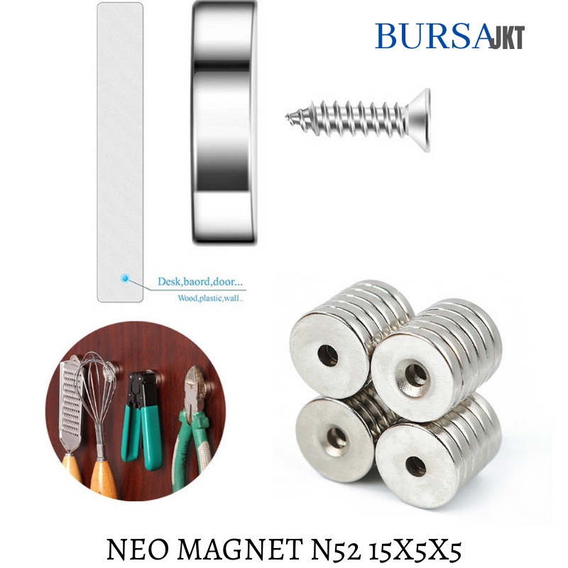 MAGNET NEODYMIUM N52 SUPER KUAT COIN CINCIN LUBANG 15X5 RING 5MM