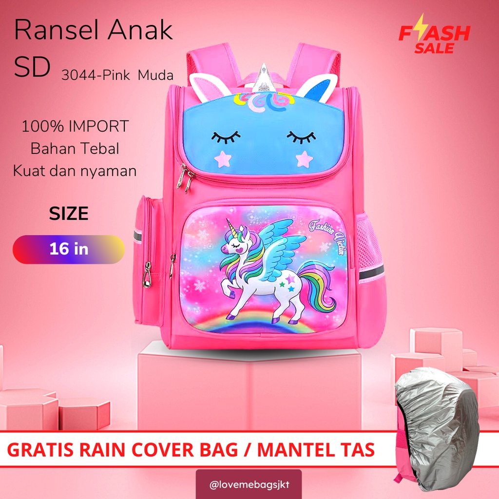 Tas anak perempuan Unicorn LMB Tas Sekolah Anak SD Ukuran 16in Kualitas Import Bahan Nylon Polyester Kuat dan Nyaman dipakai Karakter Unicorn lucu