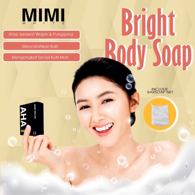 Mimi White Body Soap 70gr BPOM original barsoap sabun mandi AHA mencerahkan Memutihkan brightening whitening sabun batang AHA mimiwhite MIMI WHITE GR