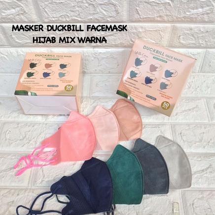 MASKER DUCKBILL HIJAB MIX WARNA YNB 1BOX 50PCS TERMURAH t-greendaycollection Ayo Order