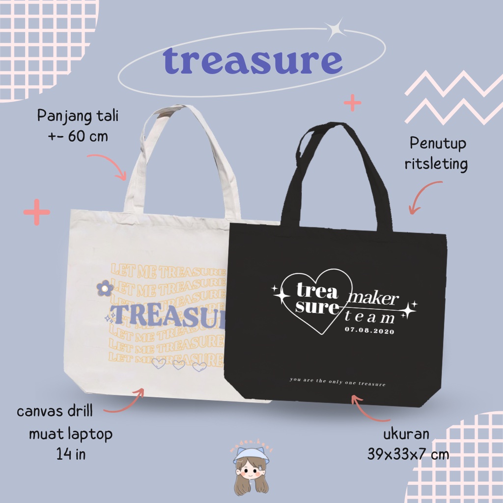 TREASURE TOTEBAG TWILL /Ada ritsleting / muat laptop