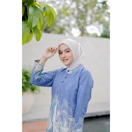 BATIK TUNIK SHIBORI JUMPUTAN TERBARU size S-3L / HRB026 YELBOR NAVBOR / BIRU PUTIH