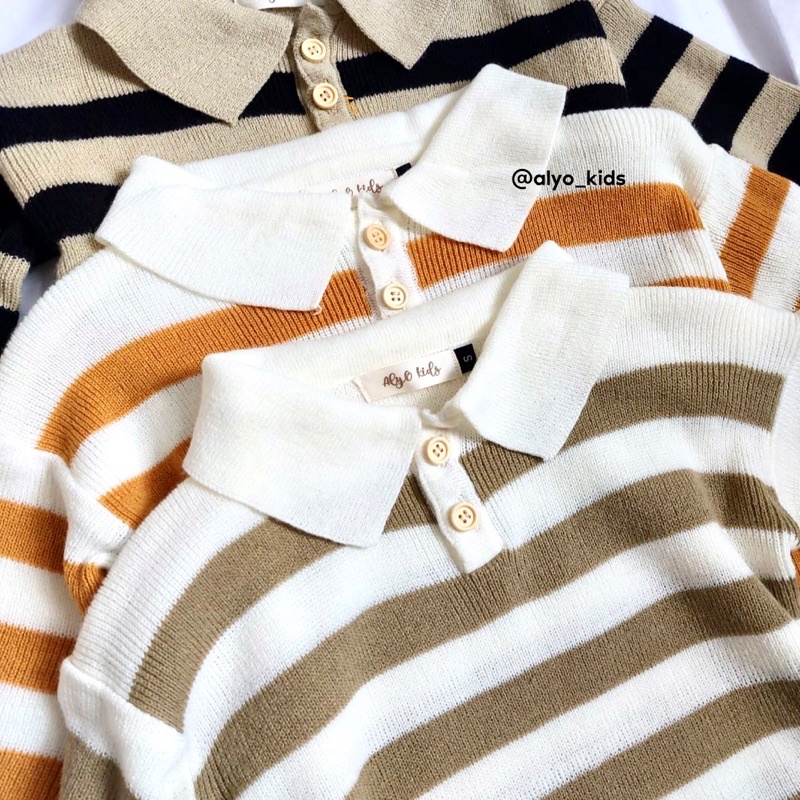 [ALYO] Polo Stripe Knit / Polo knit anak / Polo Unisex kids