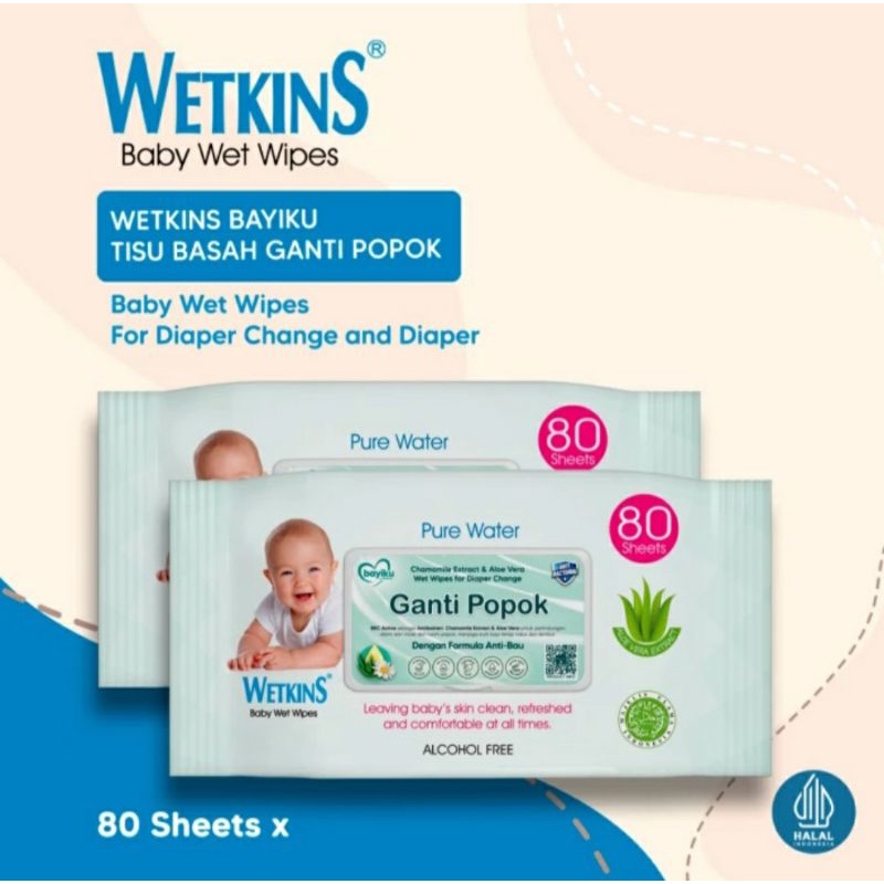 BUY 1 GET 1 Wetkins GANTI POPOK Tisu Basah Ganti Popok Bayi