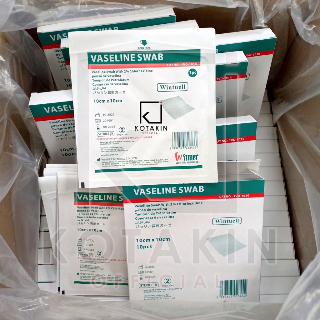 1 LEMBAR - VASELINE SWAB 10cm × 10cm / Kasa Steril Wintuel seperti lomatuell dan sofratuell