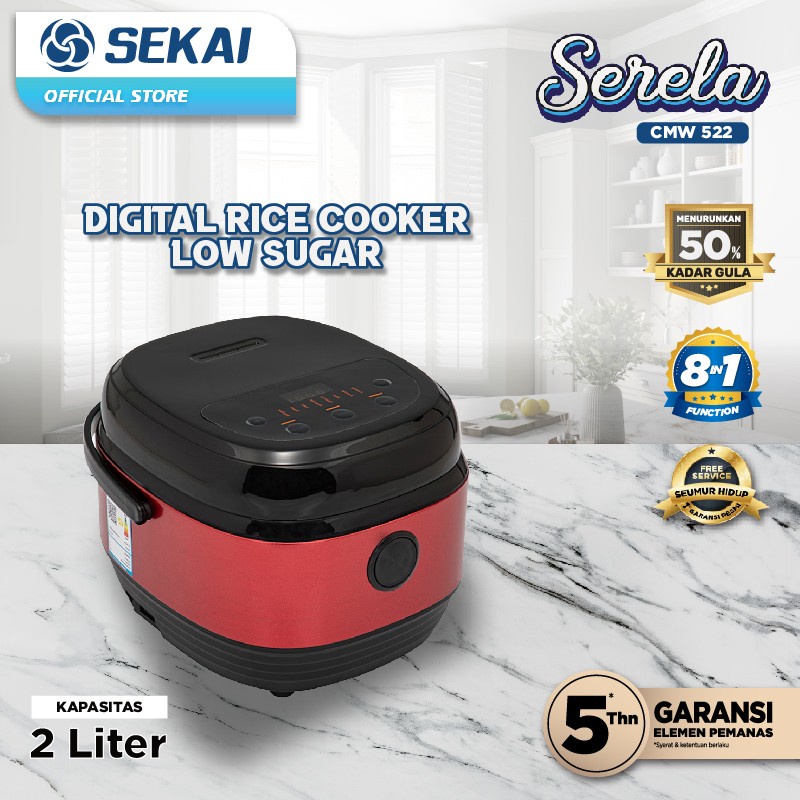 SEKAI Rice Cooker Digital Low Sugar CMW-522 Low Sugar Low Carbo Anti Gemuk 2L CMW522