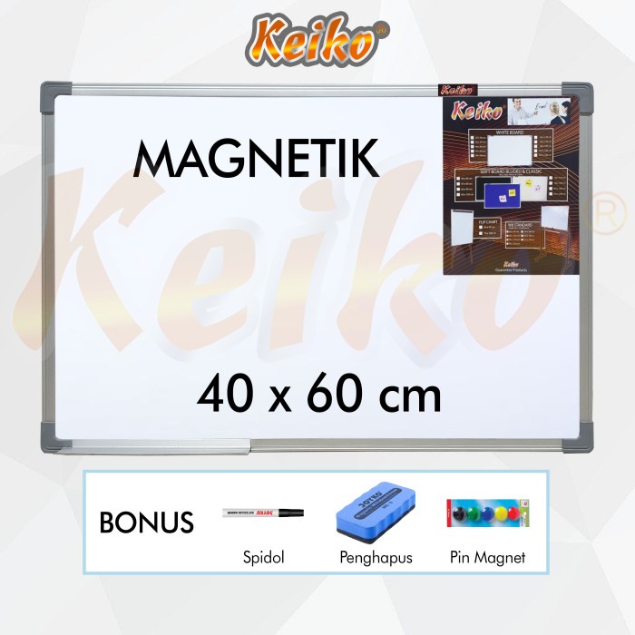 

Papan Tulis Whiteboard Gantung Magnet Single Face Keiko 40 X 60 Cm