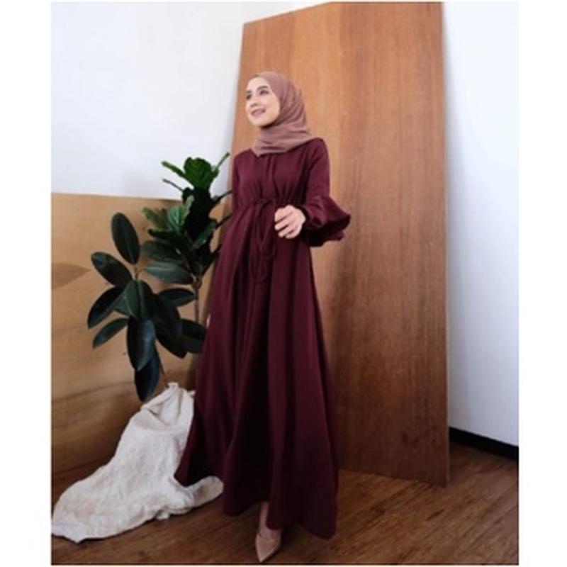 Baju Dress Gamis Hitam Polos Full Kancing Depan Sampai Bawah Remaja Mo Cuci Gudang [[ Aurora Maxy